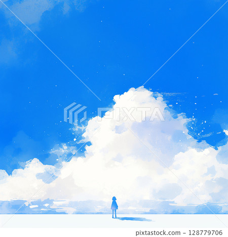 Clear blue sky and female students Clear blue sky and female students 128779706