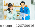 一位家庭主婦和一位工人因持續供水而苦惱 128780016