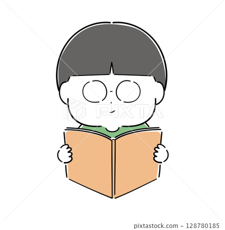 戴眼鏡看書的男孩 戴眼鏡看書的男孩 128780185