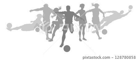 Soccer Football Players Male Female Silhouettes 128780858