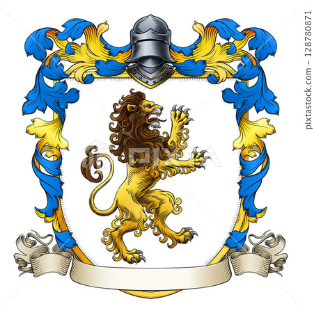Coat of Arms Crest Lion Heraldic Medieval Shield 128780871