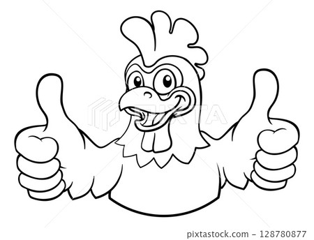 Chicken Cartoon Rooster Cockerel Bird Mascot Chicken Cartoon Rooster Cockerel Bird Mascot 128780877