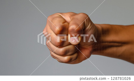 A clenched fist symbolizing power or protest. 128781026