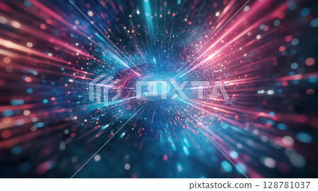 Burst of cosmic light in space. 128781037