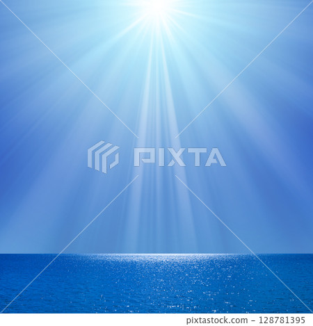 Shining water surface and pouring light 128781395