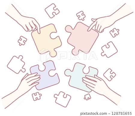 Hands Puzzling Together Emphasizing the Importance of Collaborative Connection Concept 128781655