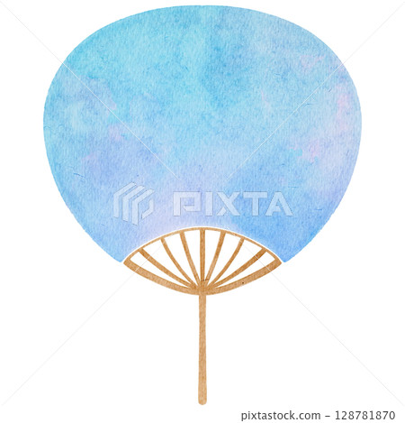 Uchiwa fan summer watercolor illustration 128781870