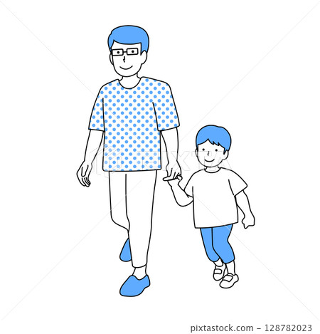 Illustration of a parent and child holding hands Illustration of a parent and child holding hands 128782023