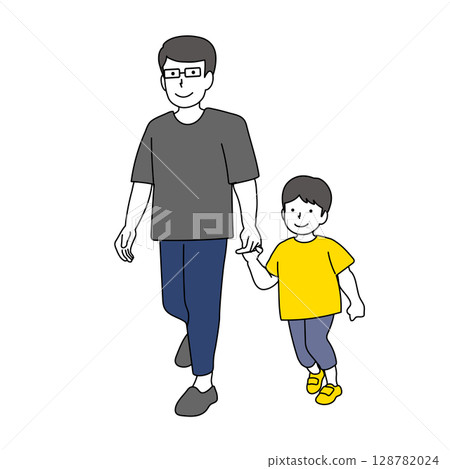 Illustration of a parent and child holding hands 128782024