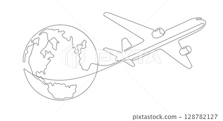 Flying plane.Airplane .Planet Earth.Vector illustration. 128782127