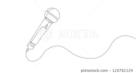 Microphone.Public horn speaker.Continuous line drawing.Vector illustration . Microphone.Public horn speaker.Continuous line drawing.Vector illustration . 128782129