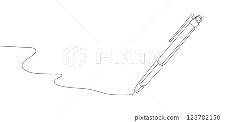 Ballpoint pen.Pen continuous line .One line drawing.Pencil illustration. 128782150