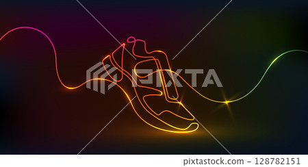 Sports shoes in a line style. Sneakers Vector .Shoe advertising . 128782151