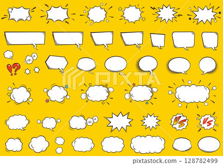 American comic book design speech bubble vector illustration set 128782499
