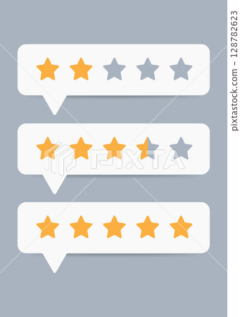 Speech bubble with golden rating stars stock illustration Speech bubble with golden rating stars stock illustration 128782623