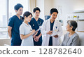 Doctor and nurse: examining a female patient in a hospital room (rounds) 128782640