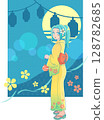 夏日祭典之夜：身著浴衣的少女拿著悠悠球轉圈（復古風）3 128782685