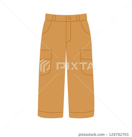 Long trousers. Denim clothing. Hand-drawn illustration. Flat vector illustration isolated on a white background 128782701
