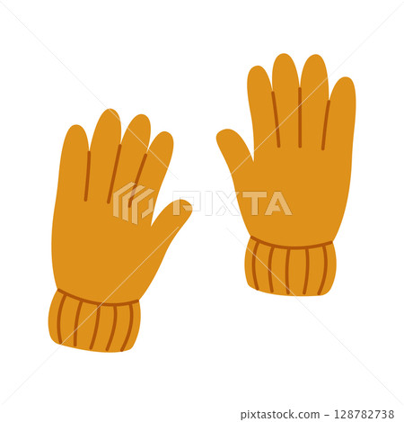 A pair of gloves. Hand-drawn. Flat vector illustration isolated on a white background 128782738