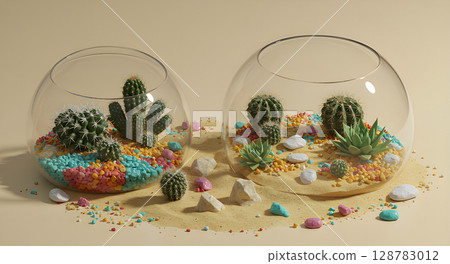 Desert-style terrarium table setting 128783012