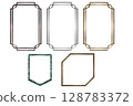 3d render Set of decorative geometric frames with white background, including gold, silver, bronze, marble, and wooden textures, perfect for design, invitations, posters, or digital artwork. 128783372