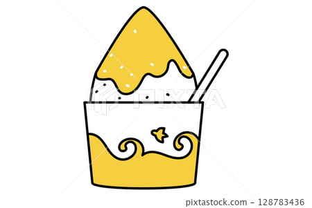 Simple line drawing illustration of shaved ice, summer illustration 128783436