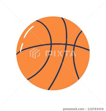 Bright orange basketball on white background. Hand drawn vector illustration. 128783459