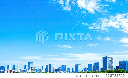 AI Image: Cityscape with blue sky 128783832
