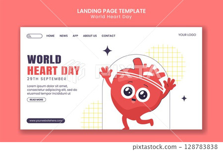 Cartoon Template Design for World Heart Day Social Media Landing Page Content Cartoon Template Design for World Heart Day Social Media Landing Page Content 128783838