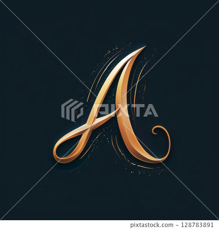 Gold letter A on black background. Vector illustration for your design. 128783891