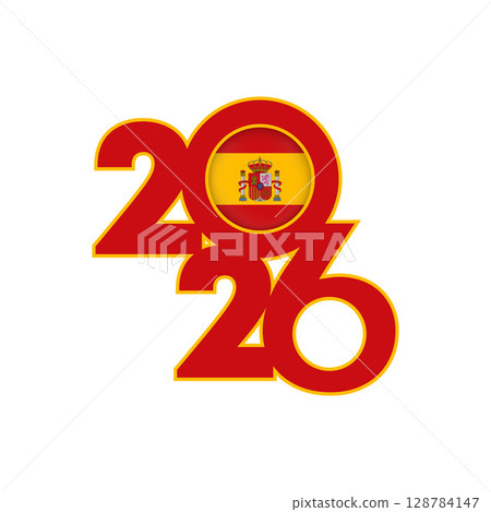 2026 banner with Spain flag inside. 128784147