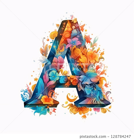 Alphabet made of flowers and leaves. Letter A. Vector illustration. Alphabet made of flowers and leaves. Letter A. Vector illustration. 128784247
