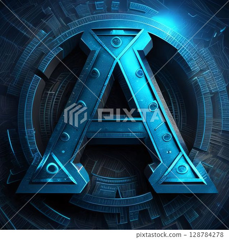 letter A in futuristic cyberspace, 3d illustration, computer graphic letter A in futuristic cyberspace, 3d illustration, computer graphic 128784278