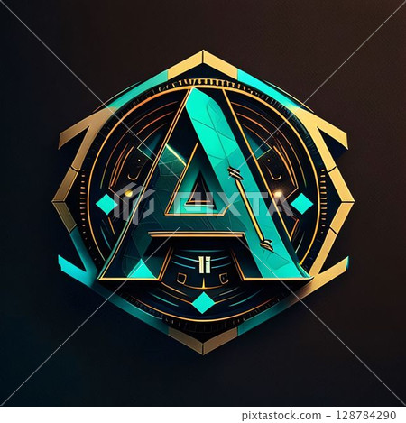 Abstract letter A on a dark background. Vector illustration. Eps 10 128784290