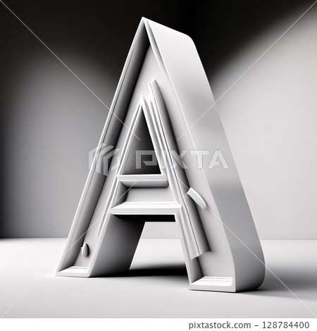 Alphabet letter A in grey interior. 3D rendered font. Alphabet letter A in grey interior. 3D rendered font. 128784400