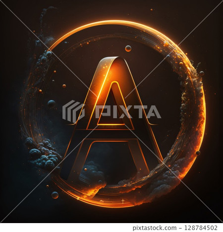 Glowing letter A in space. Futuristic alphabet. 3D rendering Glowing letter A in space. Futuristic alphabet. 3D rendering 128784502