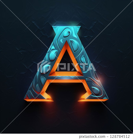 Glowing letter A in the form of ice crystals. Vector illustration. 128784512