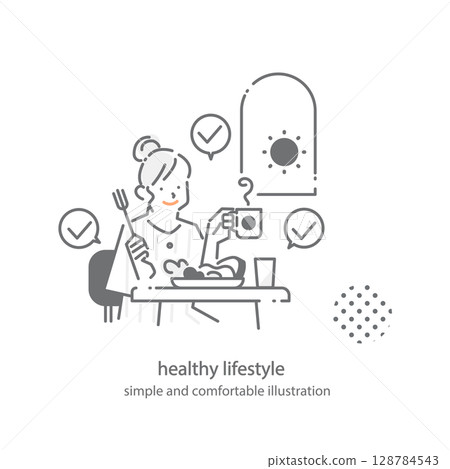 A comfortable lifestyle: simple and stylish line drawing illustrations 128784543
