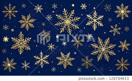 A festive blue Christmas and New Year background with a pattern of decorative snowflakes and stars A festive blue Christmas and New Year background with a pattern of decorative snowflakes and stars 128784613