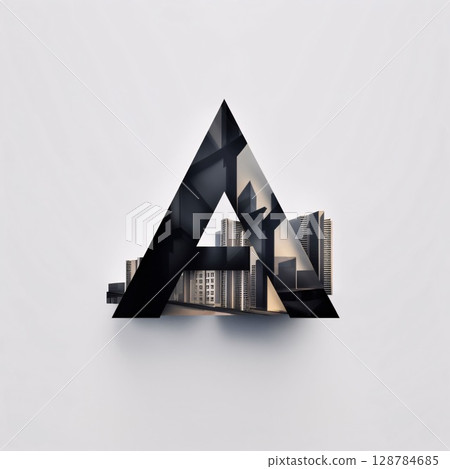 Black building in the form of a letter A. Vector illustration. 128784685