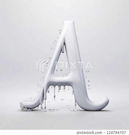 White paint letter A on a white background. 3d Rendering 128784707