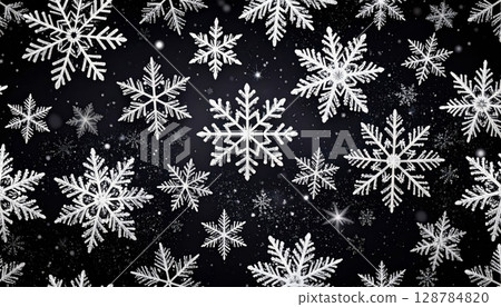 Black and white seamless snowflake pattern, a classic winter holiday decoration vector design 128784820