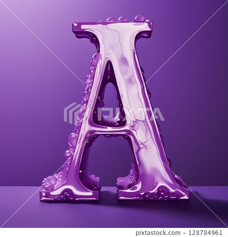 Letter A made of inflatable balloon on purple background. 3d rendering Letter A made of inflatable balloon on purple background. 3d rendering 128784961