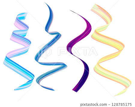 Colorful vector abstract paint ribbons with flowing brushstroke style. Bright, dynamic elements perfect for modern design, digital art, posters Colorful vector abstract paint ribbons with flowing brushstroke style. Bright, dynamic elements perfect for modern design, digital art, posters 128785175