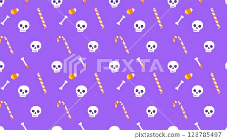 Seamless retro vector pattern with cute cartoon Easter eggs, flowers, and decorations perfect for baby wallpaper design 128785497