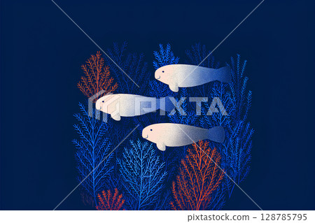 Artistic illustration of a colorful dugong 128785795