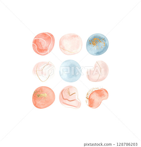 Colorful makeup powder sphere icons with a round cosmetic button design Colorful makeup powder sphere icons with a round cosmetic button design 128786203