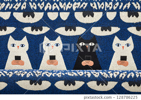 Unique cats with smartphones 128786225
