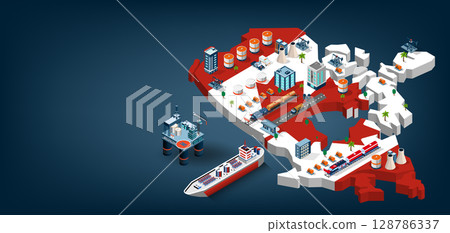 Canada oil and gas industry concept with Energy and Power on flag background. Canada oil and gas industry concept with Energy and Power on flag background. 128786337