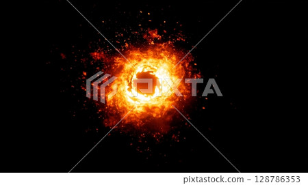 Ring of fire, black background 128786353